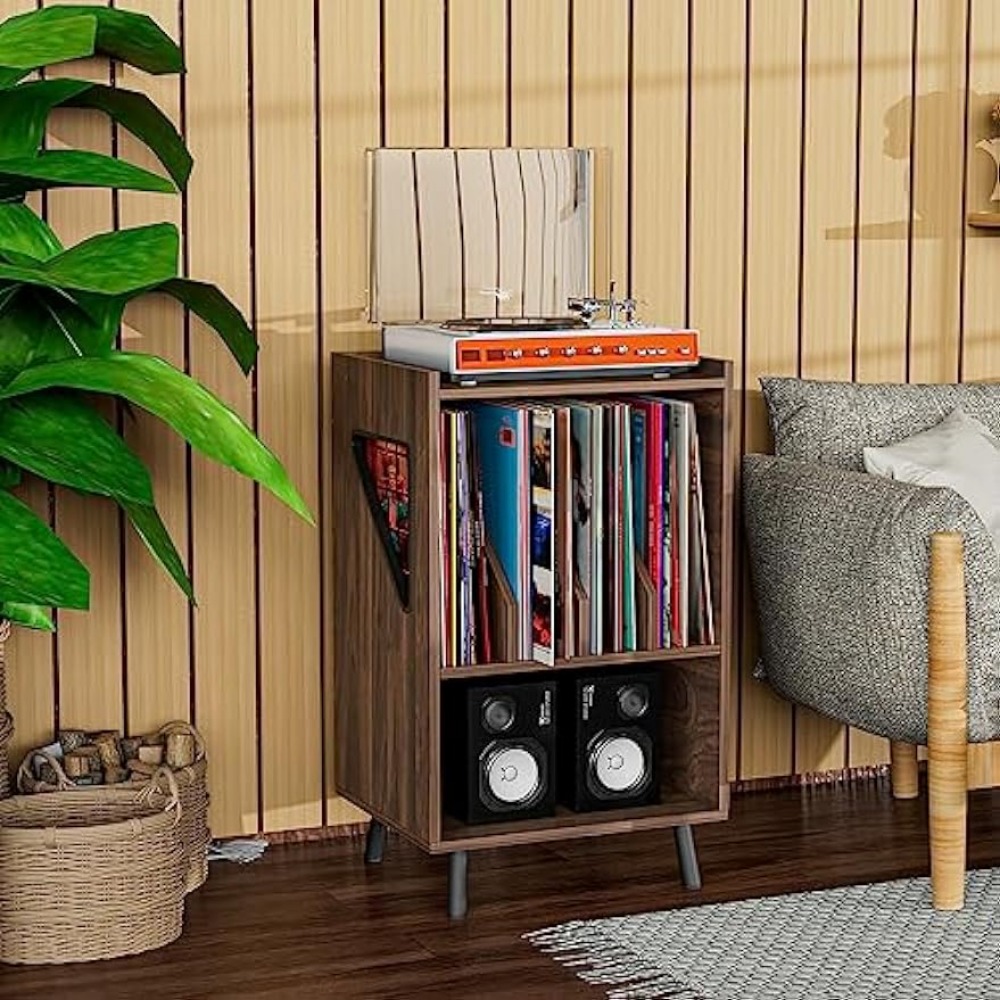 JACENHONE Side Table Beside Desk File Rack End Table Record Shelf Farmhouse Magazine Bookshelf for Living Room Bedroom Office