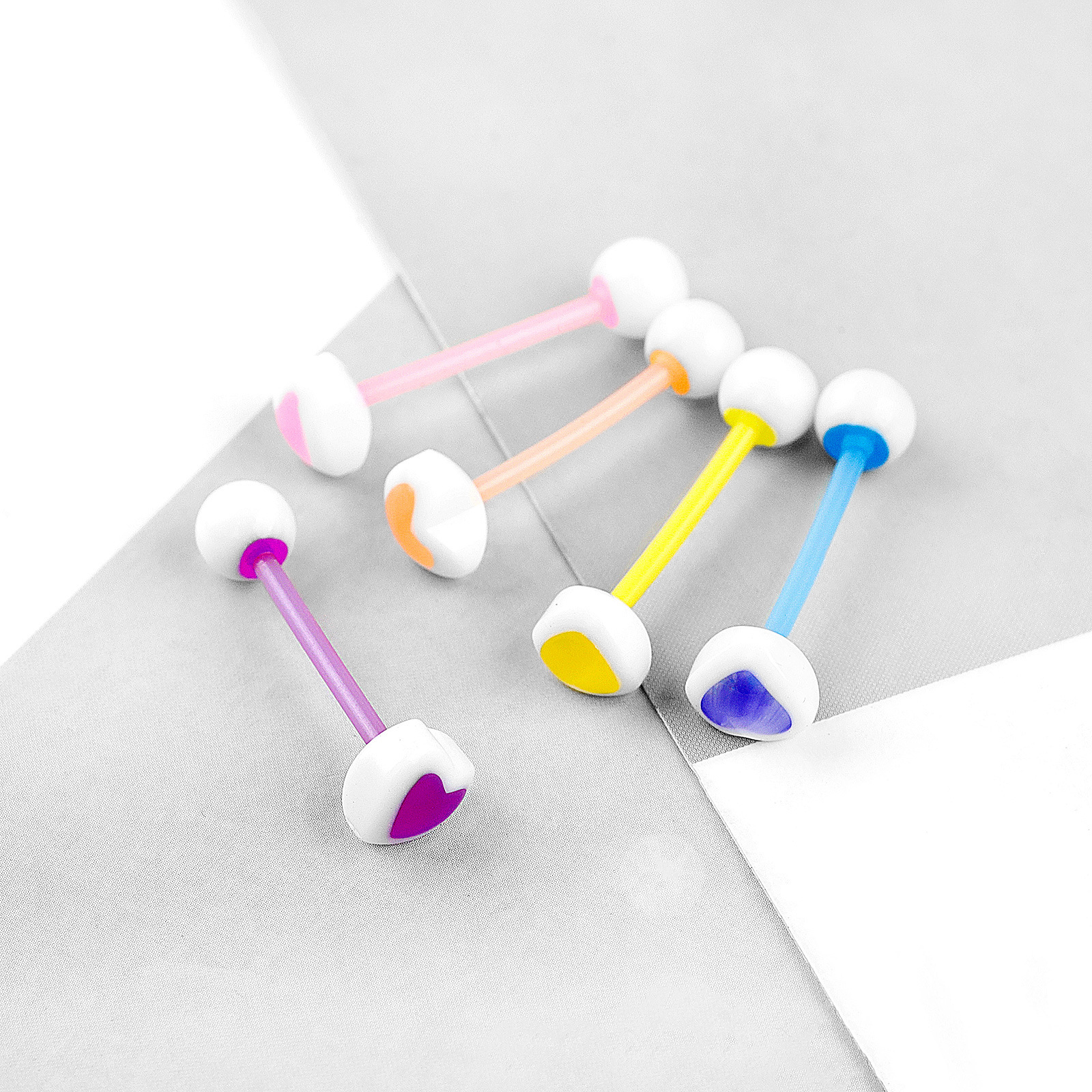 10Pcs color love flower tongue nail breast ring acrylic tongue ring body piercing jewelry