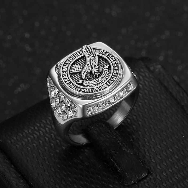 Hip Hop Stainless Steel Eagle Casting Ring Titanium Steel Gold Plated Jewelry