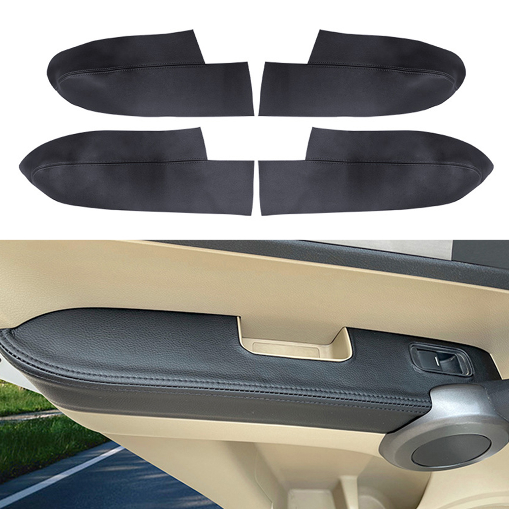 Black Leather Front For Honda CRV 2007 2008 2009 2010 2011 Car Door Armrest Panel Skin Cover Trim