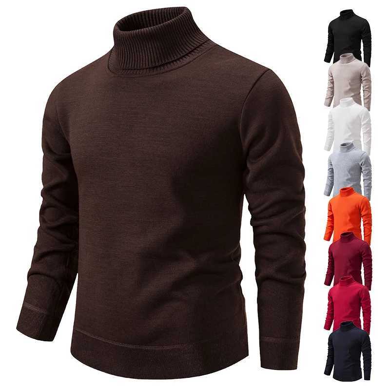Winter Turtle Neck Sweater Mens Wool Knitted Floral Elegant Solid Clothing Luxury Warm Design Ultra Thin Fit Korean Knitted W2411111
