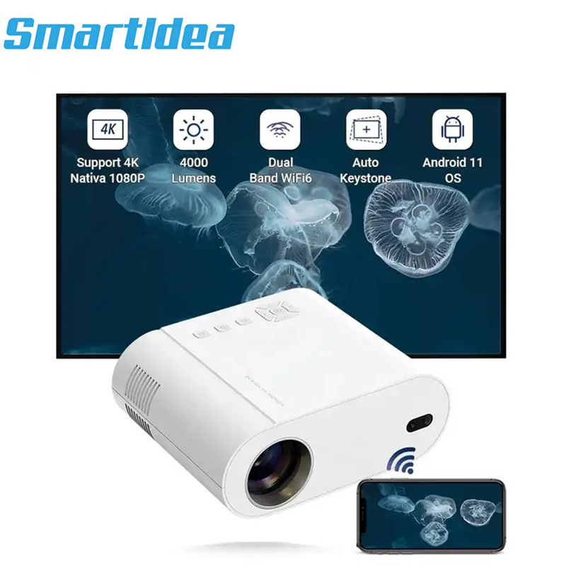 Smartldea Full Hd 1080P Home Theater Video Projector Smart Android 11.0 wifi 6 Mobile Phone Projecteur 4K Mini LCD LED Proyector