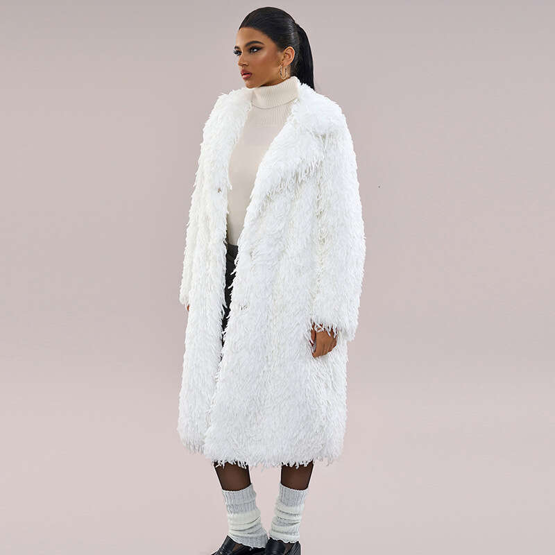 shanshi fur coat women White imitation ostrich grass long fur coat fashionable and trendy women's coat