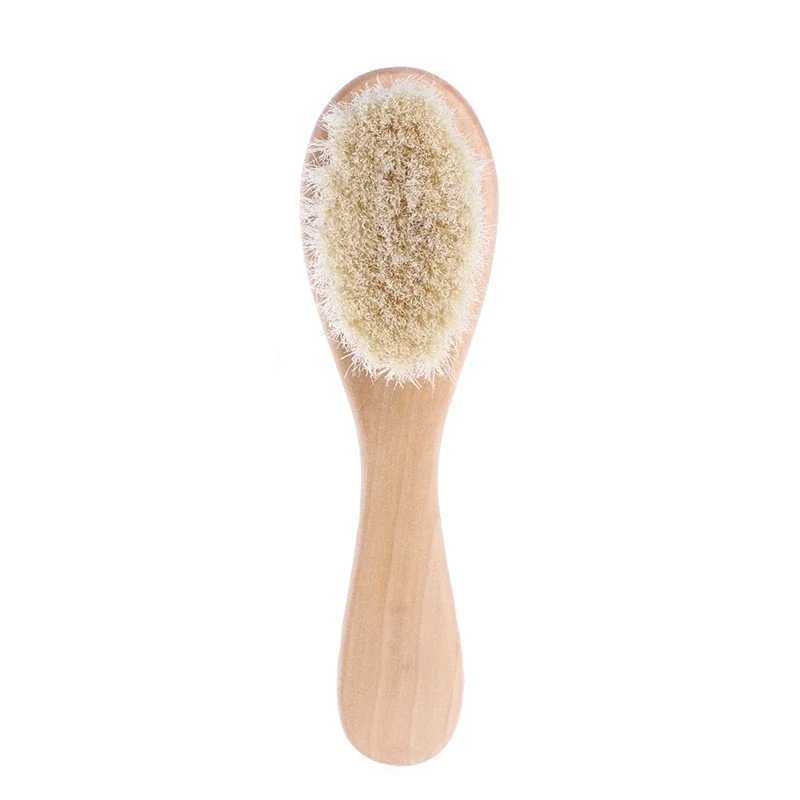 Baby wooden brush comb beech soft wool newborn comb used for head massager baby cleaning shower pure natural brush baby care W241112