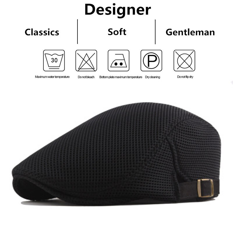 Men Mesh Newsboy Caps British Painters Hats Spring and Summer Ventilate Adjustable Flat Cap Hip Hop Berets