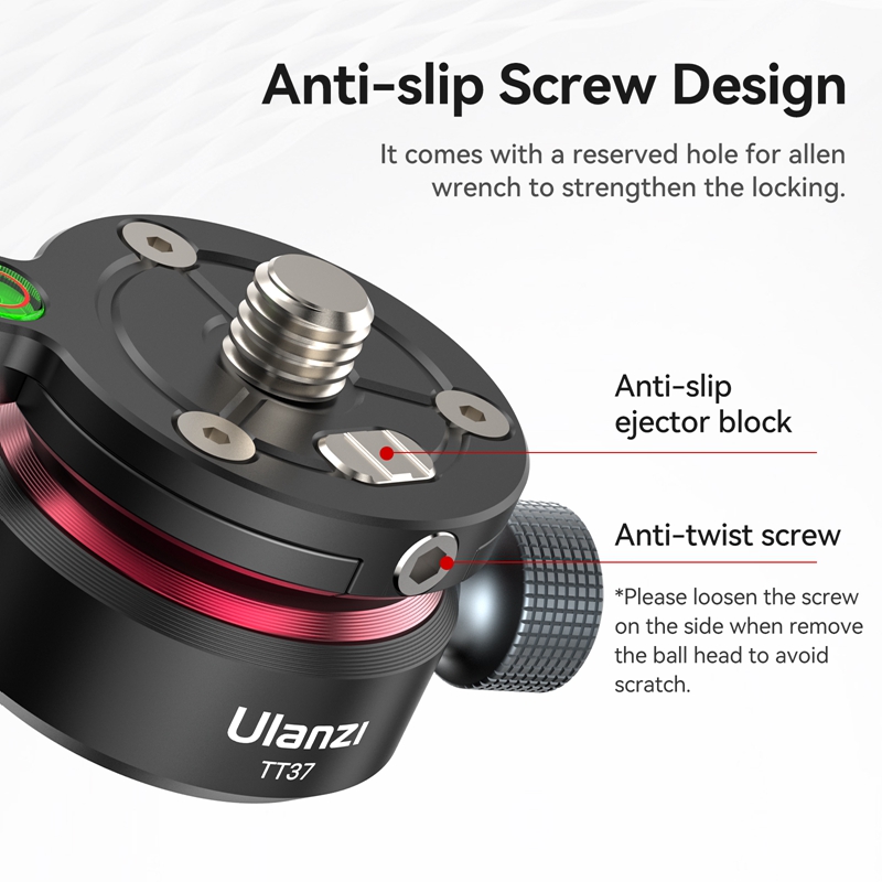 Ulanzi TT37 Mini Leveling Base Tripod Head Universal Horizontal Adjustment Mount Panoramic Head 3/8'' 1/4'' Screw for DSLR Shot