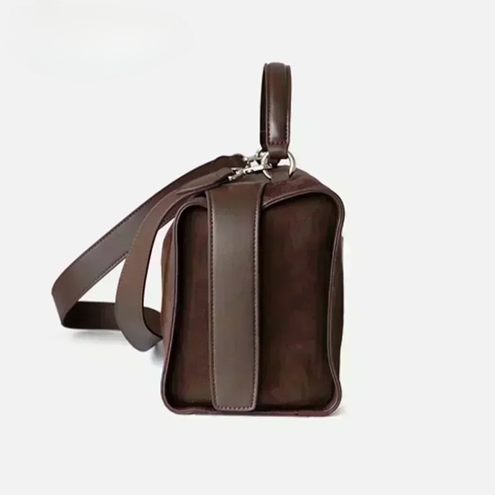 MS Leather Women Bags Crossbody Bag Soft Frosted Cowhide Boston Handbag Autumn New Daily Purses Casual Tote Genuine Leather