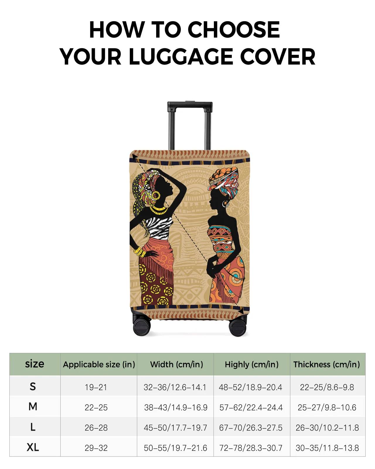 Ethnic Style African Women Black Women Lage Cover Stretch Baggage Protector Dust Cover for 18-32 Inch Travel Suitcase Case 9f8af 5 66912