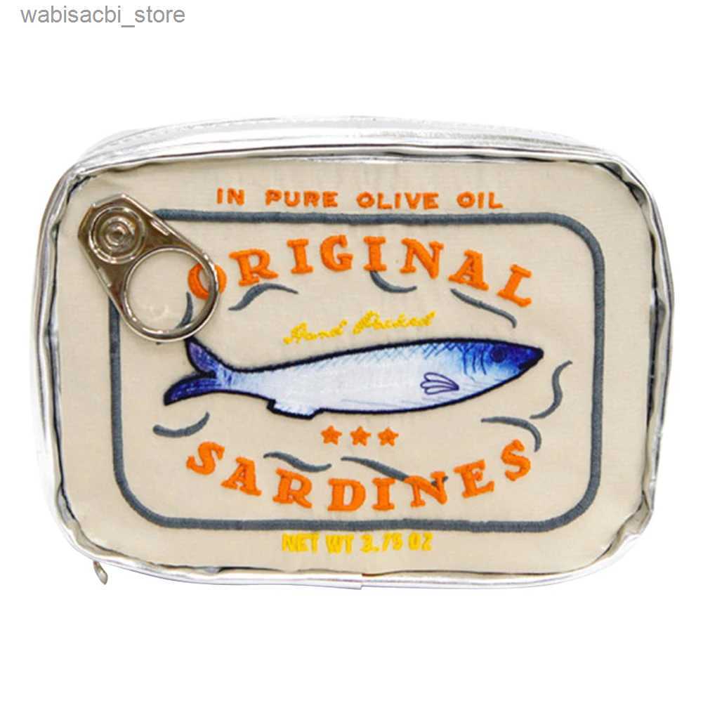 Cosmetic Bags Cute Canned Sardines Style Bath Travel Bag Wash Bag Creative PU Handbag Cosmetic Bags Portable Makeup Bag Storage Bag for Travel L49