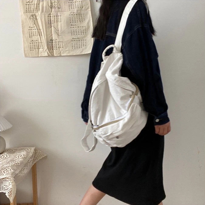 Womens Bag Trend Techwear Harajuku Canvas Aesthetic Gothic School Backpack Womens Rucksack Korean Mochila 241111