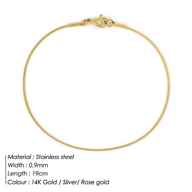 Classic Couple Mens Gold Womens Bracelet Stainless Steel Thin Snake Chain Lobster Classic Sn Button Jewelry W241111