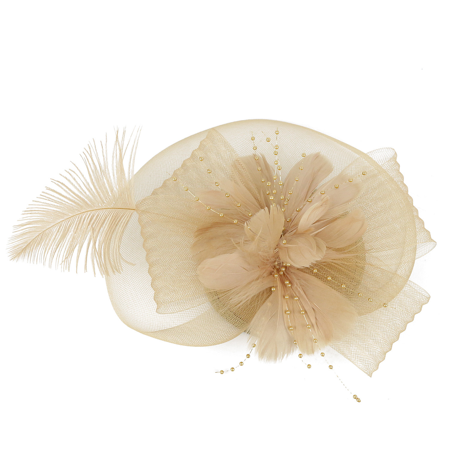 Women Ascot Fascinator Hat Feather Flower Mesh Hair Clip Kentucky Derby Photography Headwear tail Tea Party Accessor 5