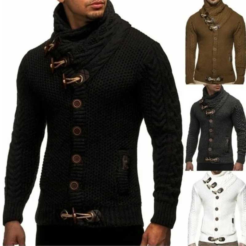 Mens sweaters streetwear sea neck sweaters mens L XL long sleeved knitted zippers autumn winter soft warm W2411111