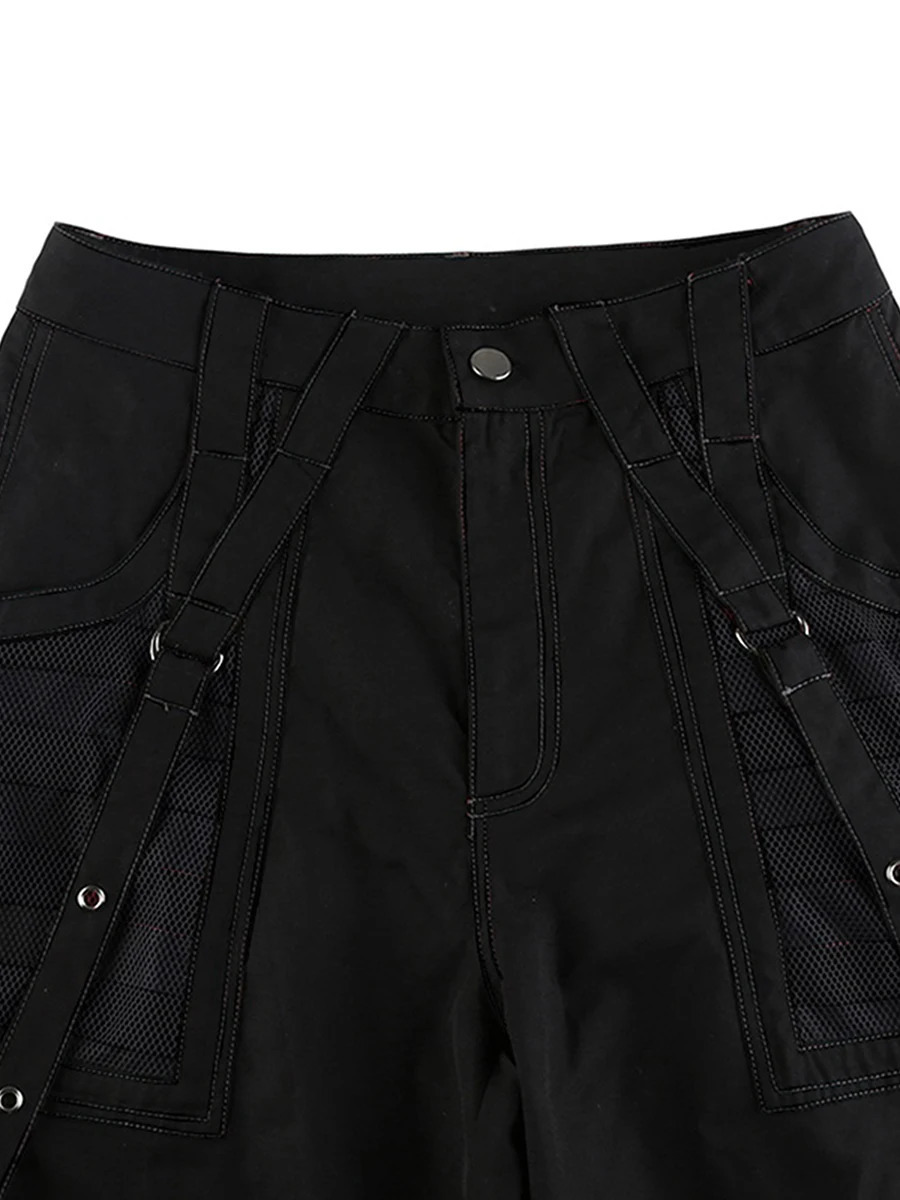 Women Cargo Jeans Striped Zipper Button Closure Loose Casual Trousers Streetwear with Pockets Fall Spring Clothes Punk Y2K 90s 241112