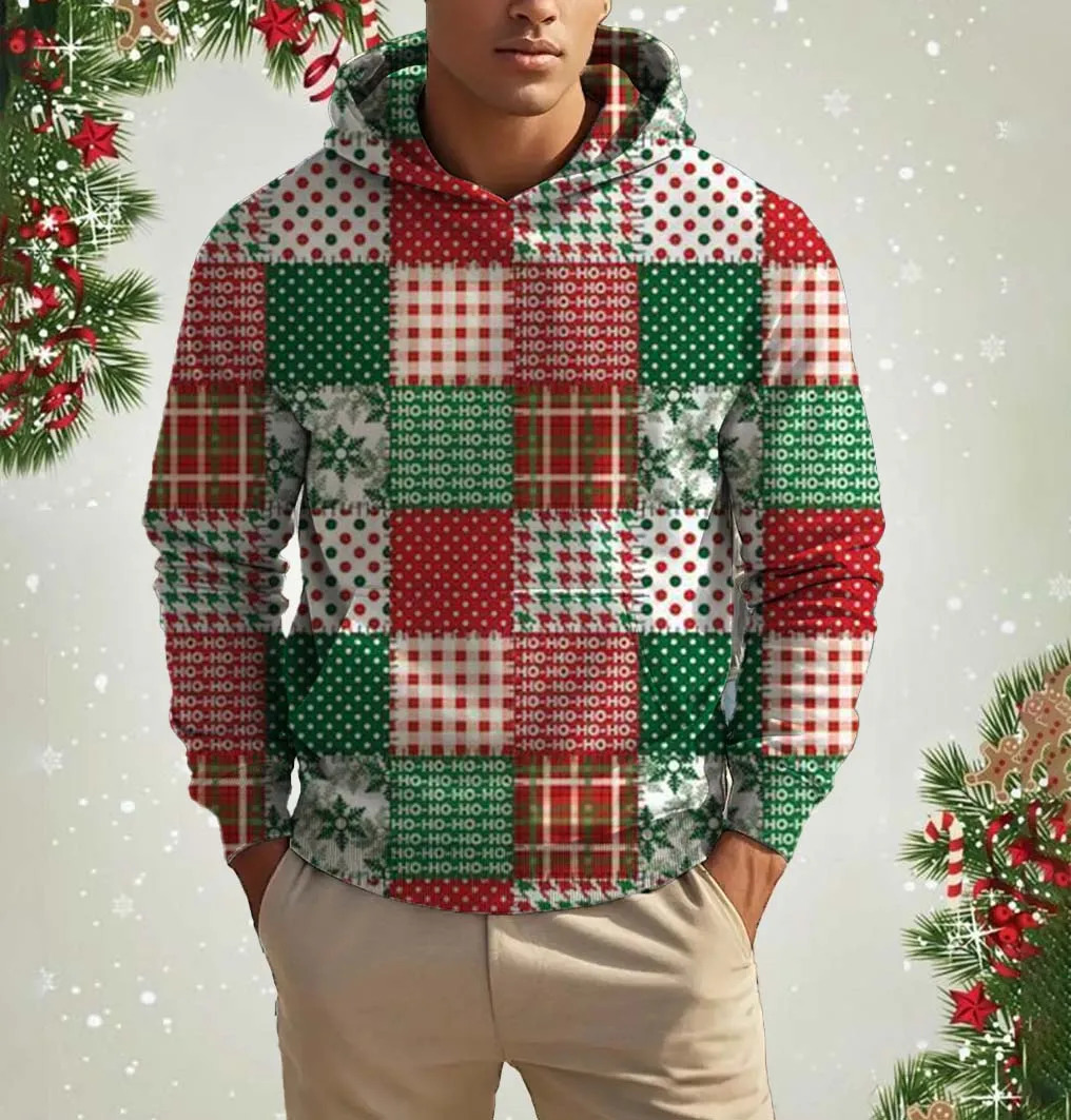 Mens Clothing 3D Printed Christmas themed pattern Hoodie Streetwear Oversized Pullover Autumn 241111