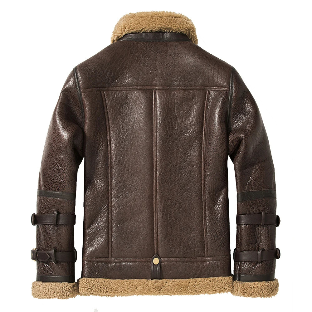 Double Collars Thick Genuine Leather Sheepskin Fur Jacket Natural Shearling Fur Coat Winter Men Warm Fur Clothing 241111