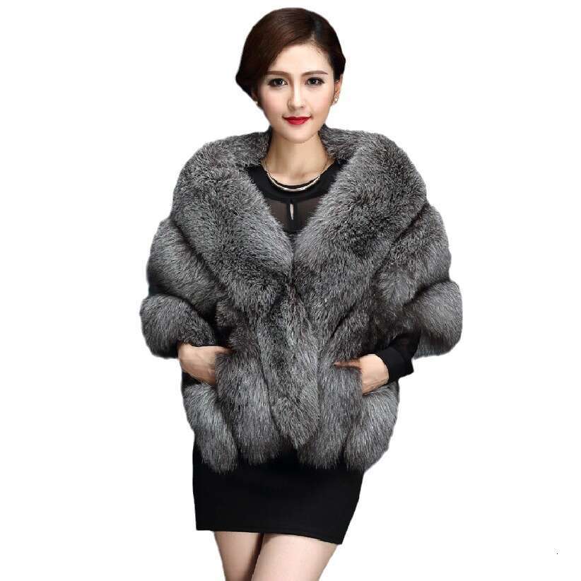 shanshi fur coat women imitation fox fur grass shawl winter thick women's coat luxurious cloak top