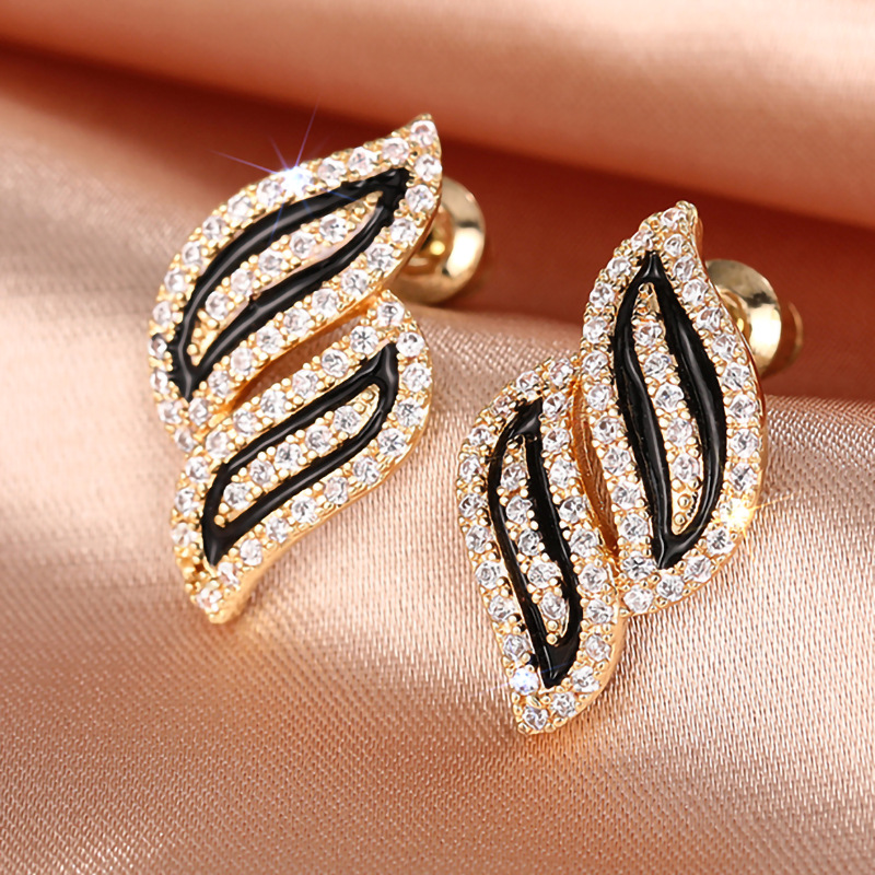 Earrings Designer Classic Leaf Crystal Stud Women 925 Sterling Silver Diamond Stud Earrings White Zirconia Stud Luxury Wedding Jewelry