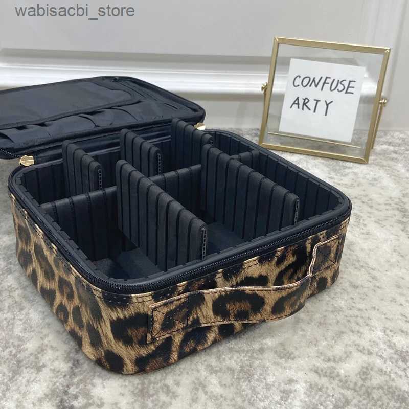 Cosmetic Bags 2021 New Leopard Waterproof Cosmetic Bag PU Leather Travel Large Capacity Beauty Makeup Case L49