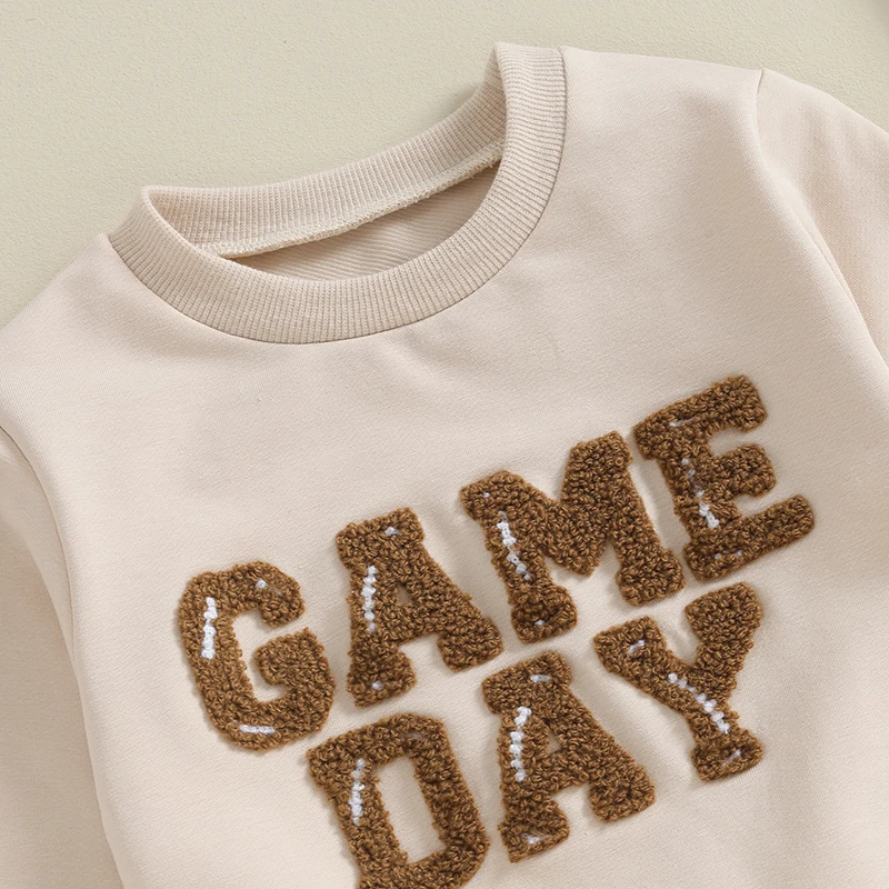 Newborn Baby Boy Toddler Girl Clothes Rugby Football Long Sleeve Pullover Sweatshirt Pants Set Fall Outfits smile