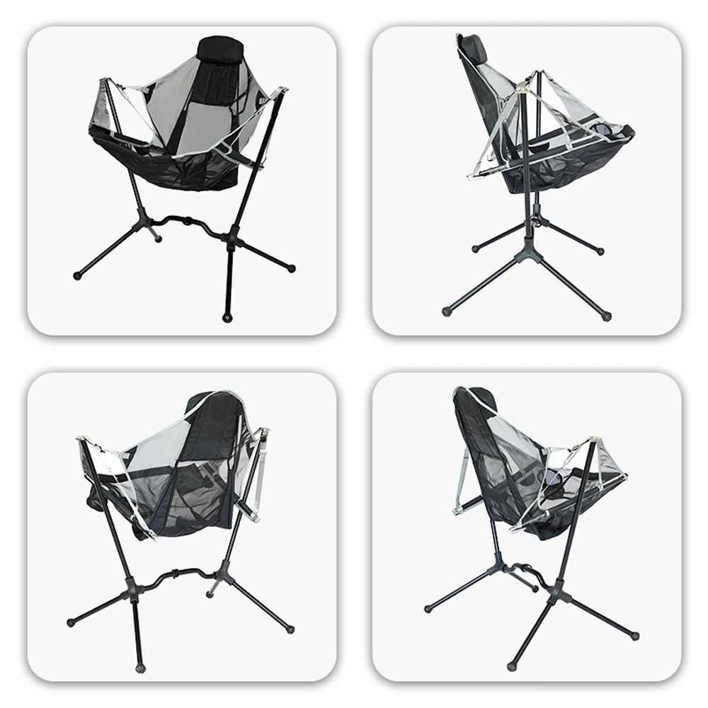 Portab Outdoor Cam Swinging Rocking Lightweight Durab Stab Folding Chair Breathable Mesh Seat Cool Summer ChairW241111