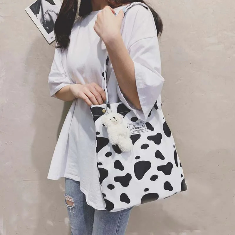 Casual handbag butterfly leopard zebra ox printed shoulder bag womens handbag womens cute canvas bag shopping bag 241111