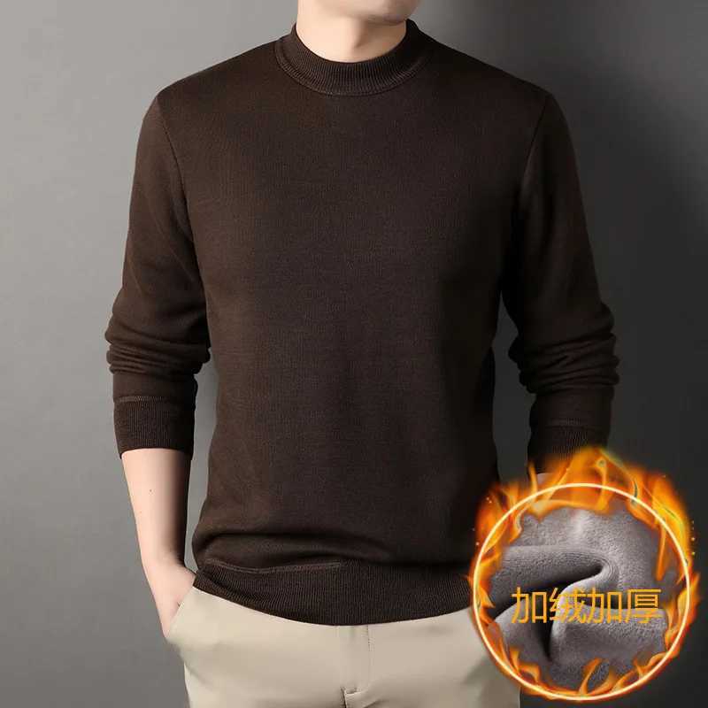Autumn/Winter Cashmere Sweater Mens Solid Color Pullover Mens Half Collar Knitted Sweater Wool Warm Mens Clothing W2411111