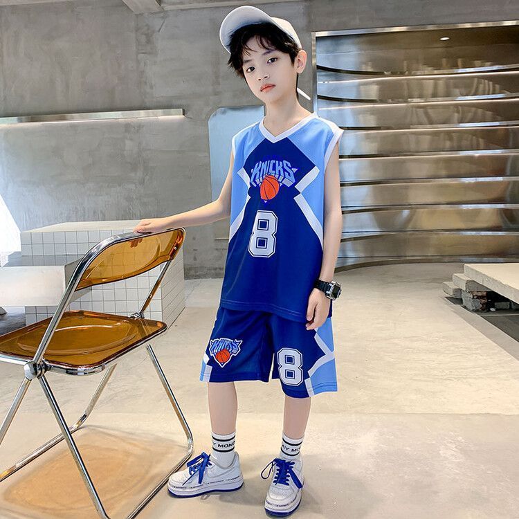 Kids Quick-drying New Boys Girls No.8 Basketball Summer Vest Jersey Children's Sports Short Sleeve Suit Tide