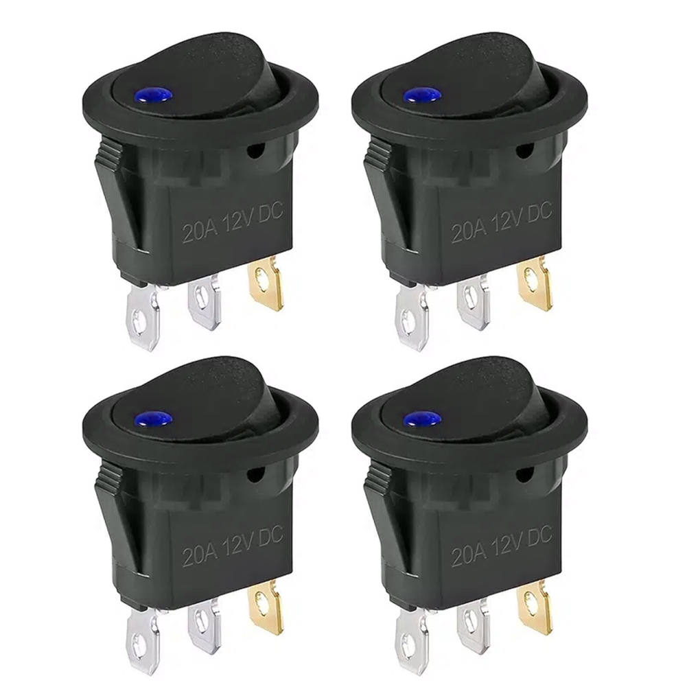 4Pcs Lighted Rocker Waterproof DC 12V 20A SPST ON/OFF Switch with LED Light Toggle Buttons for Car Automotive Boat Truck