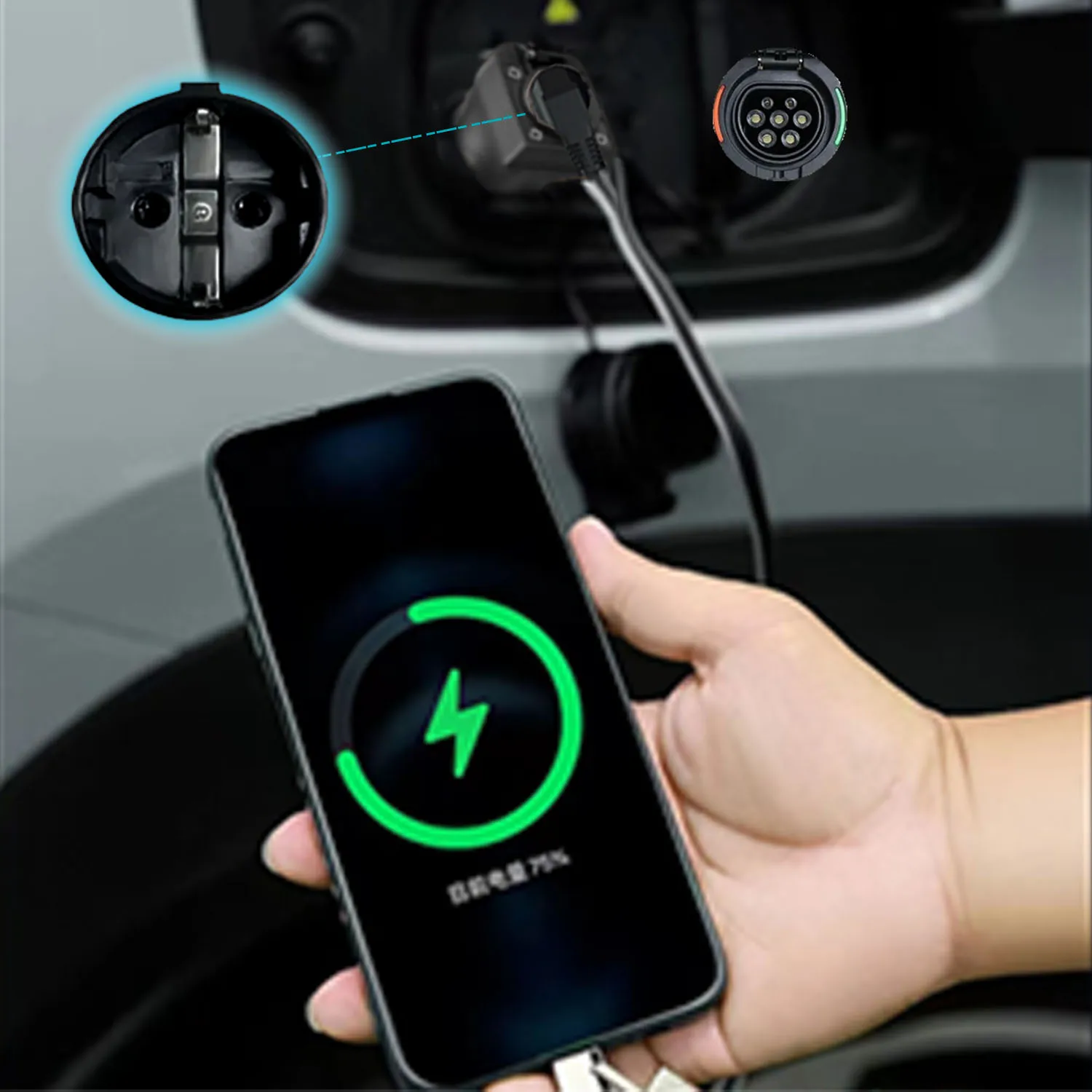 Not a TYPE2 carElectric Car Side Discharge Plug EV GBT 16A Charger adapter with EU Socket Outdoor Power Station needsupports V2L 23f01