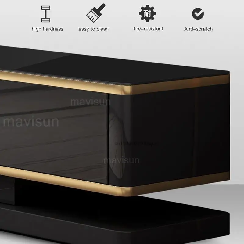 Luxury Modern Coffee Table Tv Stand Cabinet Black Finish Apartment Living Room Rectangula Moveis Para Casa Sofaset Furniture