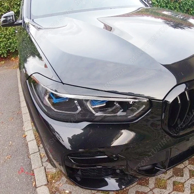 For X5 G05 X6 G06 30i 30d 35i 35d M50i M50d 2018-2023+ Car Headlights Eyebrow Eyelids Cover Gloss Black Body Kit Tuning ABS