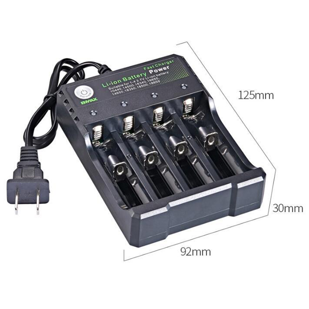 Authentic Bmax Battery Charger 4 BAY Slots Lithium Smart US EU Plug Charger for IMR 18350 18650 26650 21700 Universal Li-ion Rechargeable Batteries Ch