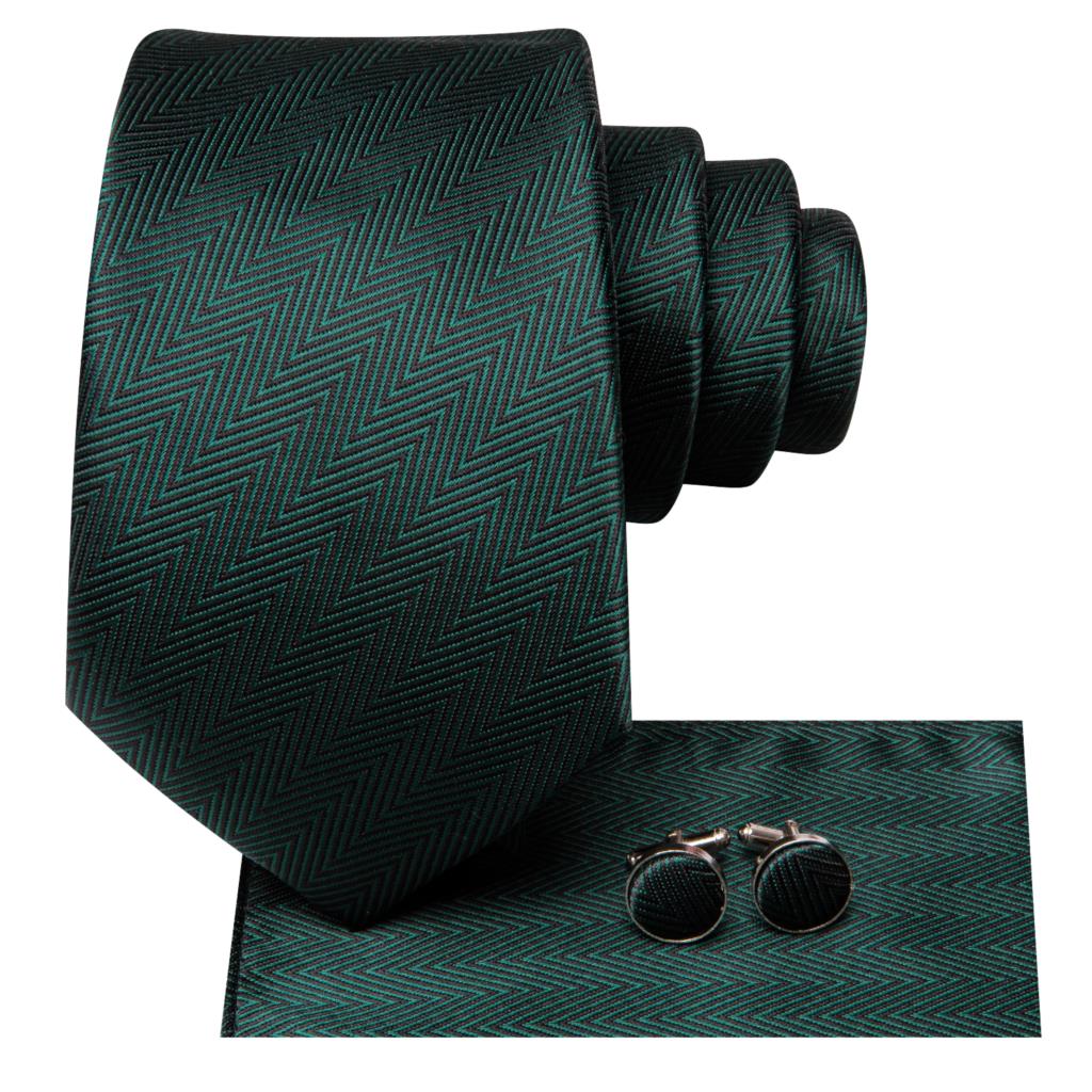 Green Solid Tie For Men New Elegant Mens Necktie Pocket Square Cufflinks Groom Wedding Accessory Hi Design Wholesale 5