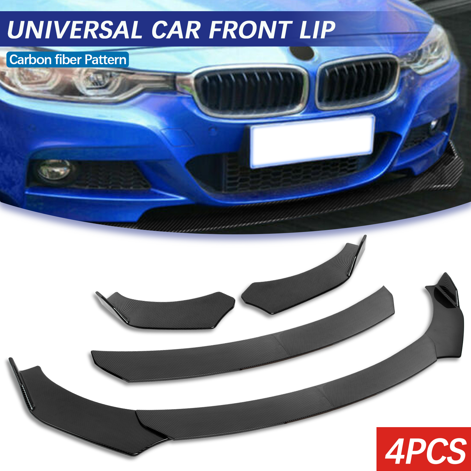 Black Car Front Bumper Lip Chin Spoiler Splitter Body Kit Guard Diffuser Deflector Lips Glossy For Tesla Model 3 2017-2020