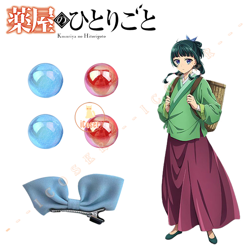 Maomao Cosplay Wig Anime The Apothecary Diaries Dark Green Long Hair Blue Bow Hairpin Kusuriya No Hitorigoto Halloween for Women