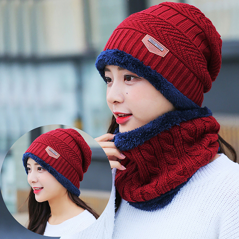 Winter Hats Knit Men And Women Fleece Scarf Outdoor Riding Hat Warm Thickening Plus Veet Neck Protect Cap