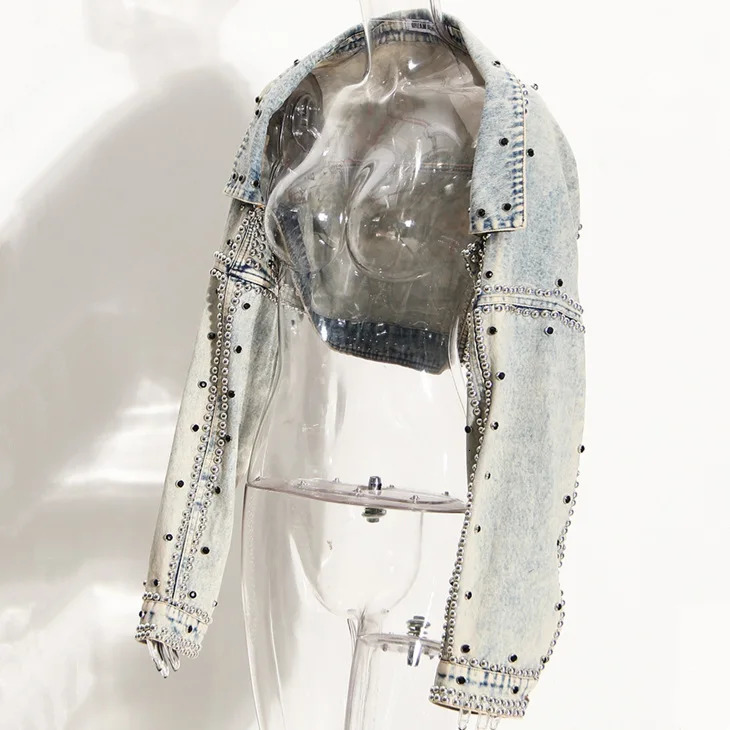 Short denim jacket womens Y2k cotton spring autumn Ropa jeans punk gothic bomber jacket windproof retro jacket 241112