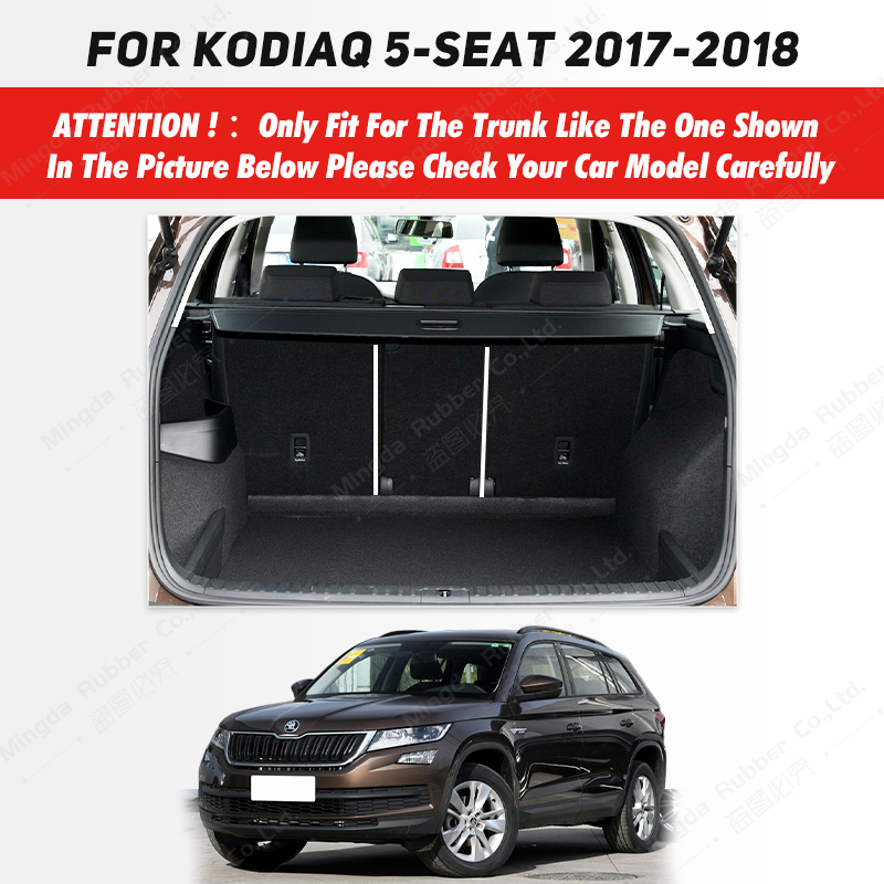Auto Full Coverage Trunk Mat For SKODA Kodiaq 5-Seat 2017 2018 Car Boot Cover Pad Cargo Liner Interior Protector Accessories 7d56f