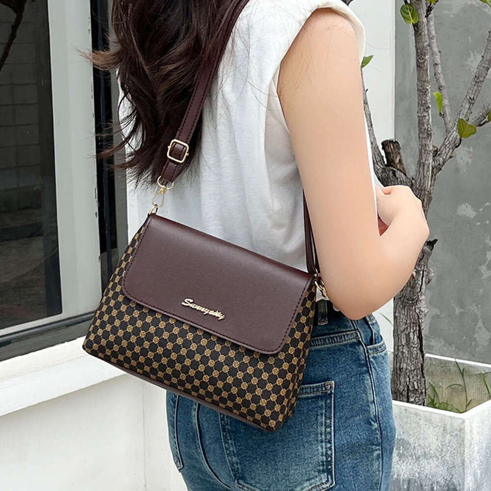 Printed small square 2024ladies new fall makeup storage women's shoulder bag