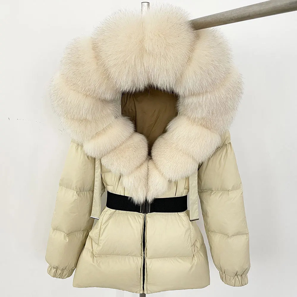 selling womens winter down jacket warm and stylish oversized fur collar womens winter coat white duck down Jack 241111