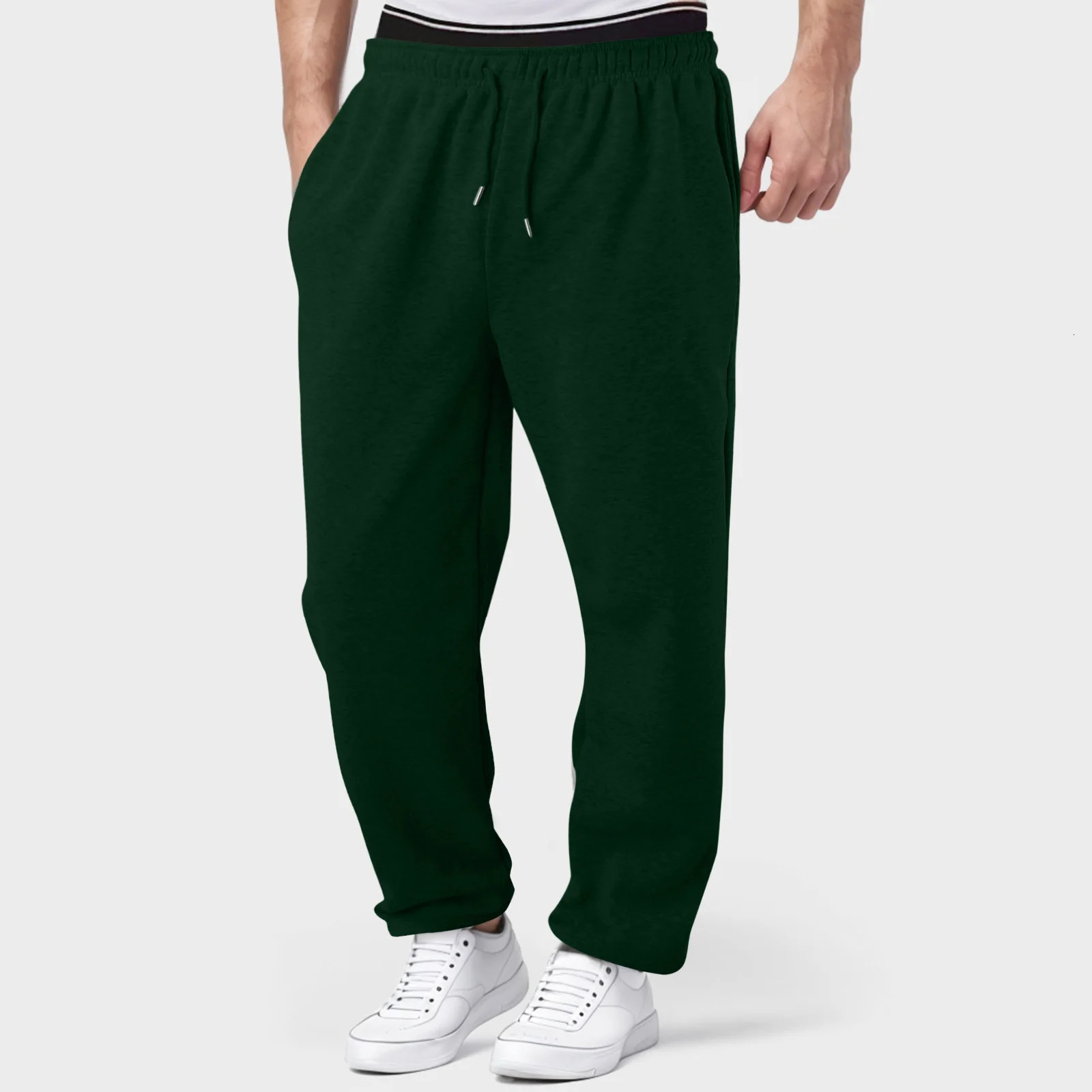 Baggy Sweatpants For Men Elastic Waist Drawstring Grey Pants Sport Casual Trousers With Pockets Gym Fitness Joggy Plus Size 241112