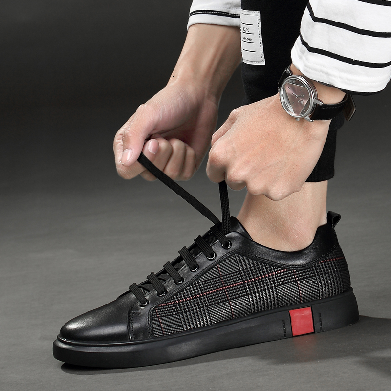 Leather Men's Genuine Dress Shoes - Spring Stripes Cowhide Formal Business Footwear Hot For Men -