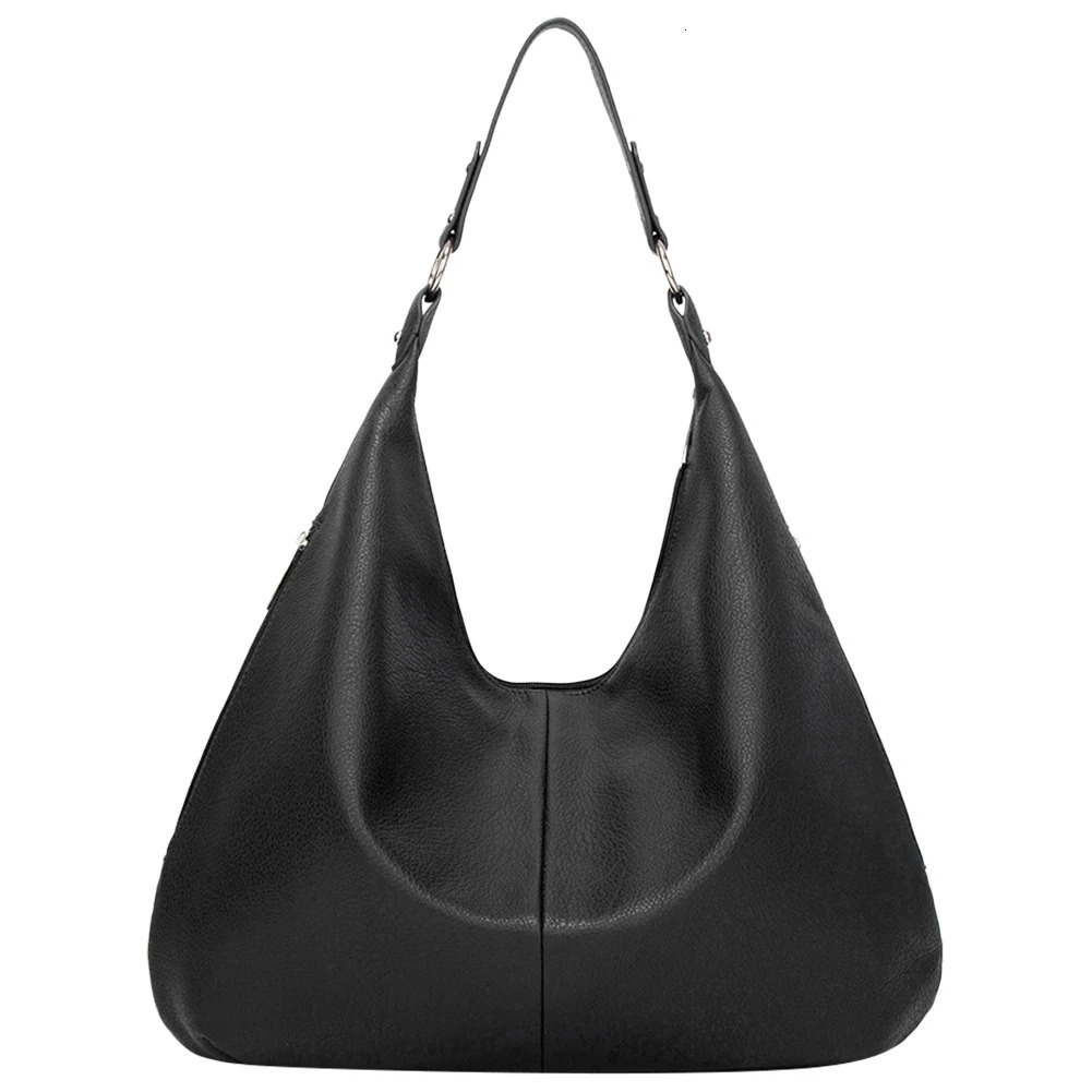 Hobo Bag for Women with Zipper Slouchy Bag PU Leather Multi Pockets Tote Purse Solid Crescent Bag for Work Travel 241111