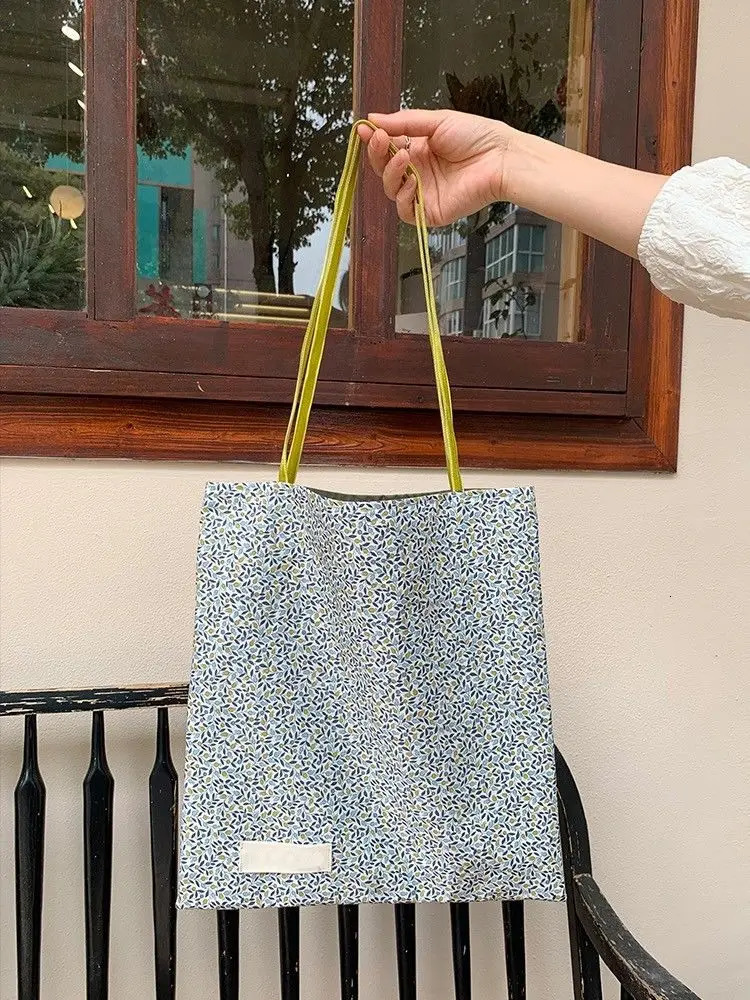 Miyagawa Cusal Korean Flower Canvas Womens Bag Large Capacity Shoulder Bag 241111