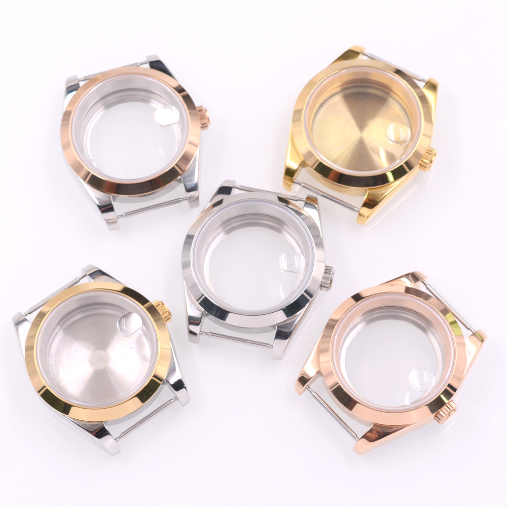 36MM/40MM Sapphire Glass Watch Case Fit NH34 NH35 NH36 PT5000 ETA2824 2836 Miyota 8215 8205 Movement Sier/Rose Gold 011d8