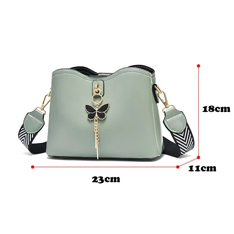 Women White Handbag ner Butterfly Tassel PU Leather Messenger Bags Ladies Crossbody Female Tote Shoulder Bag 241111
