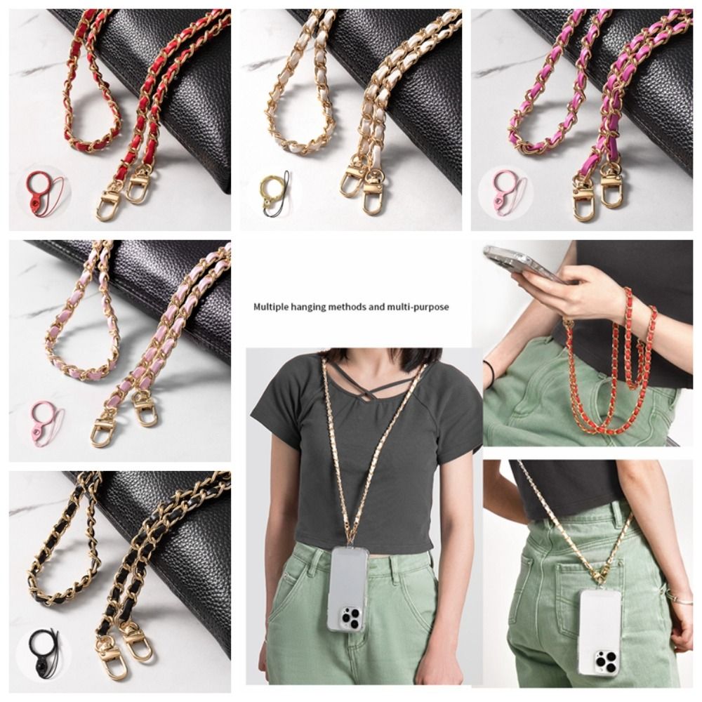1Pc Anti Loss Metal Leather Crossbody Phone Strap Cellphone Hanging Rope Hanging Neck Phone Chain Mobile Phone Pendant