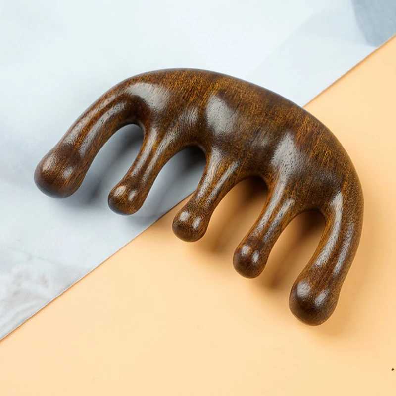 Meridian massage comb five tooth handleless wooden dot top comb wide tooth sandalwood comb massage tool W241112