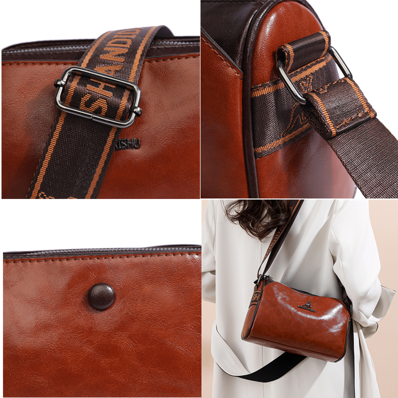 High Quality Oil wax Genuine Leather Messenger Bag Multilayer High Capacity Luxury Shoulder Crossbody Bag Women Handbag Purse